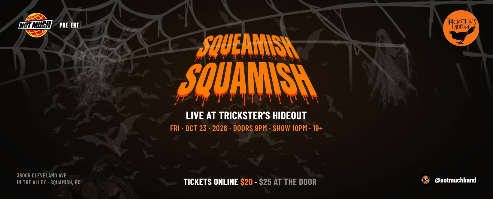 Squeamish Squamish at Trickster’s Hideout, October 23, 2026